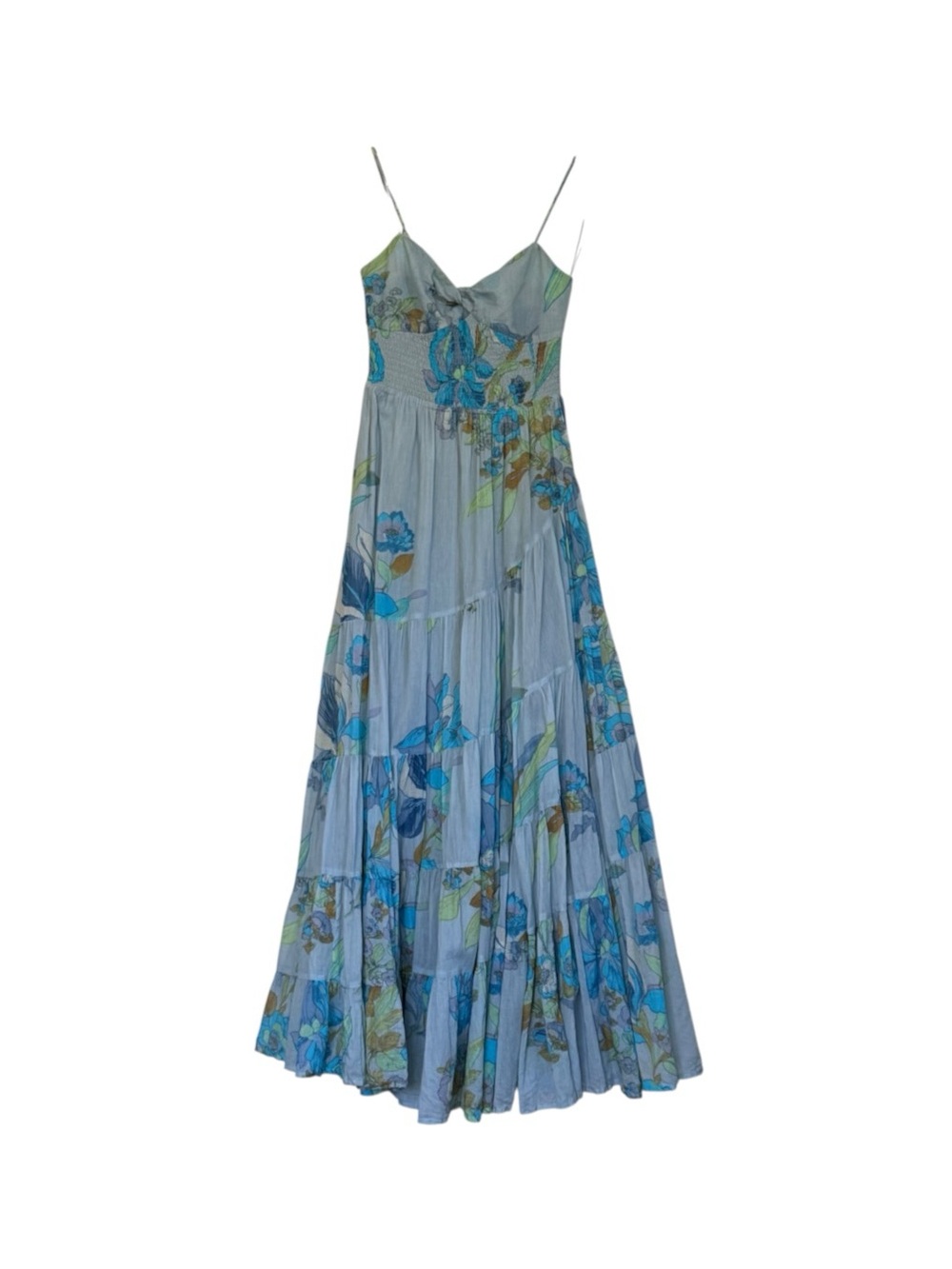 Free People Sundrenched Printed Maxi Dress Blue Combo XS